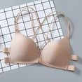 thumbnail image 6 of Women's Front Closure Racerback Bras Criss-Cross Back Push Up Bras Unlined Underwire Thick Padded Full Coverage Seamless Bra, 6 of 8