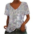 thumbnail image 1 of Birdeem T-Shirts à Imprimé à Col en V pour Femmes Mode Confortables Chemisiers Hauts pour Femme, 1 of 6