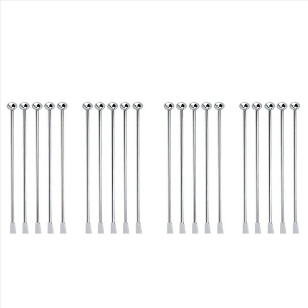 20 Unids Reutilizables Swizzle Sticks de Café Bebidas Stir Sticks Cóctel de Acero Inoxidable Swizzle Sticks Silver Straight Rod Blender