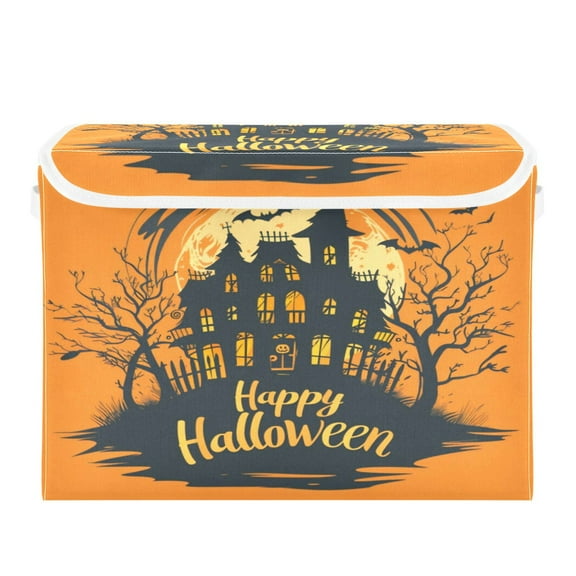 Storage Box With Lid 16.5x12.6x11.8In Foldable Stacked Household Storage BoxHalloween Elements