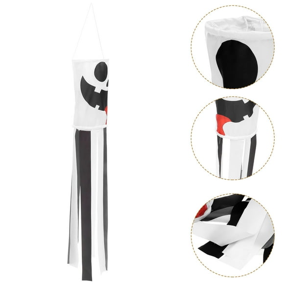 WASHWEPE Polyester Black Windsock  Decoration Garden 1Set