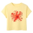 thumbnail image 3 of T-Shirts pour Femmes à Imprimé Floral, Manches Courtes, Hauts Courts pour Ados et Femmes, Style Estival Décontracté, 3 of 3