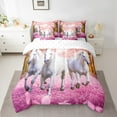 thumbnail image 2 of Erosebridal Racing Horse Bedding Sets Twin Size, Pink Flower Comforter Sets with Sheets, Kawaii Animal Bedding Twin Size, Ultra Soft Room Decorative, 7pcs, 2 of 6