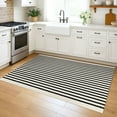 thumbnail image 7 of iOhouze Outdoor Rugs Black and Beige Striped Area Rug 4x6 ft Washable Indoor Outdoor Cotton Floor Carpet Rug, 7 of 7