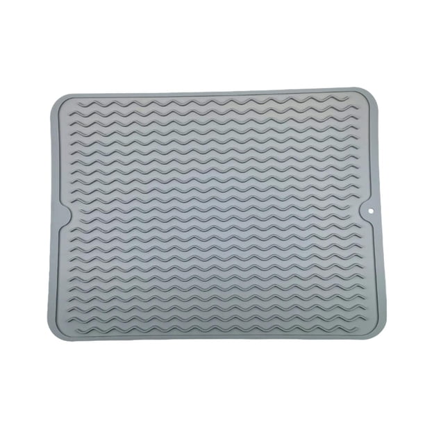 Alfombrilla de silicona para secar platos,Almohadilla de secado higiénica,Alfombrilla escurridor de platos resistente al calor,Alfombrilla de encimera gris claro