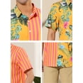 thumbnail image 6 of Lars Amadeus Men's Floral Stripes Patchwork Button Down Summer Printed Shirts, 6 of 6