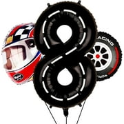 Race Car Balloons Helmet Tire Balloons 8th Birthday Decorations for Boy Wheels Bike Bicycle Motorcycle Truck Theme Party Supplies Favors Foil Mylar Black and Red