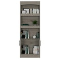 thumbnail image 3 of Depot E-Shop Dozza Bookcase with 3 Shelves, Double Door Cabinet, and Metal Handles, Light Gray, 3 of 7