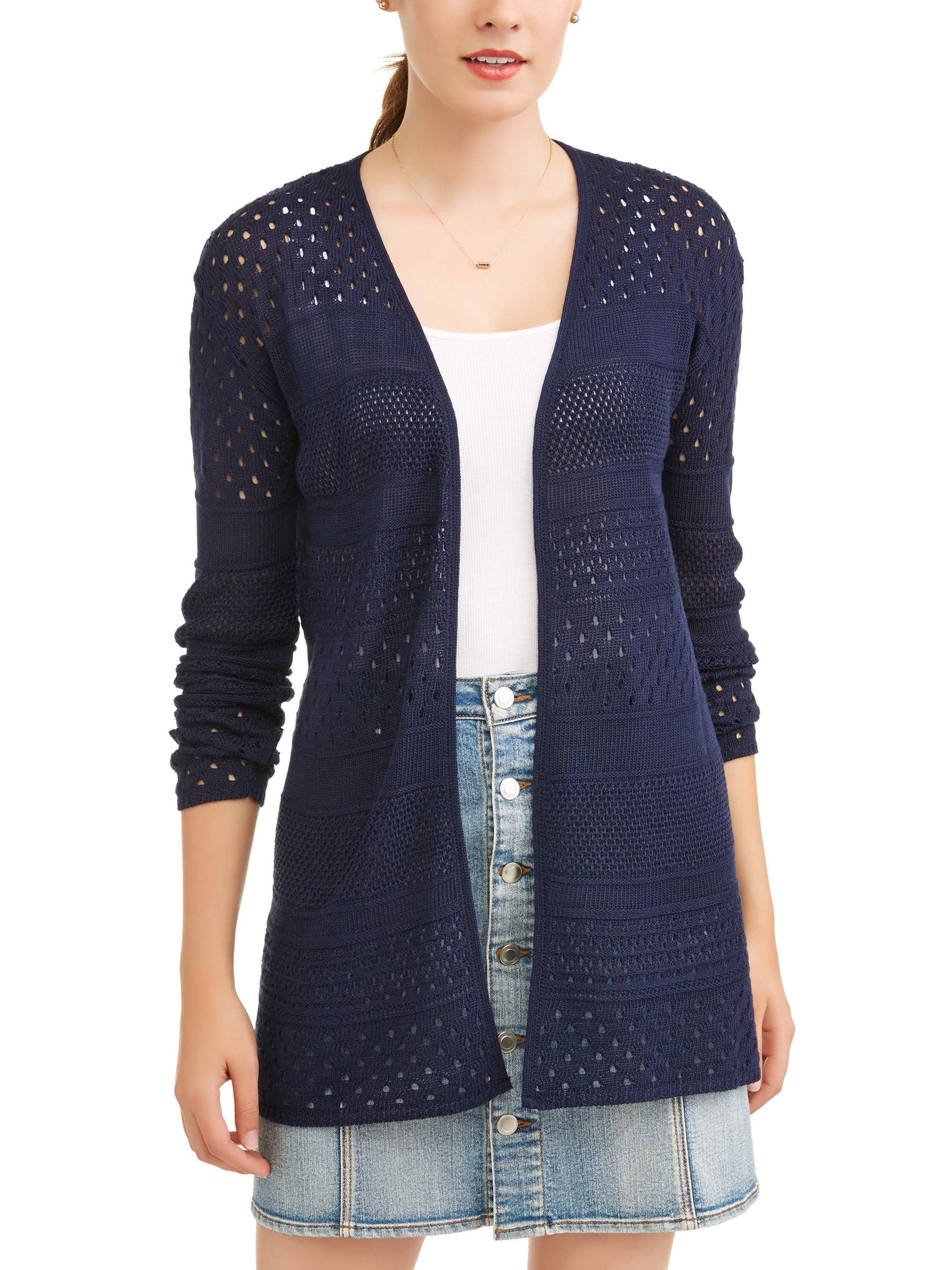 time and tru pointelle cardigan