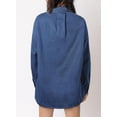 thumbnail image 3 of Blusa elegante de mezclilla para mujer, cambray, cuello en V, azul, 3 of 5
