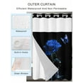 thumbnail image 2 of No Hook Cloth Fabric Shower Curtain with Snap in Liner, Blue Roses Waterproof Shower Curtains Set with See Through Top Window, Modern Art Splash Flowers Butterfly Bath Curtains Shower 66"x72", 2 of 6