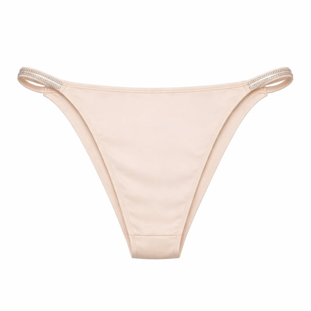 Bikini Vicky Form para Dama coordinado con detalles metálicos en color Plata en Laterales Color Nude Talla M