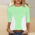 thumbnail image 4 of Camisetas de Manga 3/4 para Mujeres Impresas de Cuello Redondo Top de Moda Casual, Mezcla de Poliéster 95% 5% de Spandex para el Hogar Y el Uso Diario, 4 of 9