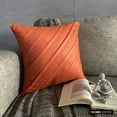 thumbnail image 4 of The HomeCentric Rust Pillow Cases, Textured Pintucks Solid Color Pillows Cover, Pack of 2, 14x14 inch (35x35 cm) Decorative Pillow Cover, Faux Suede Pillow Cover, , Striped - Rust, 4 of 10