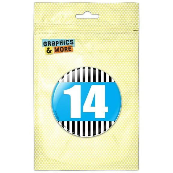 Birthday Stripes Blue 14 Pinback Button Pin Badge