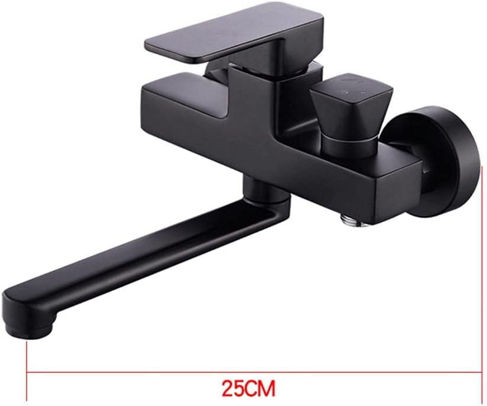 bathtub faucet Wall Mounted Bathtub Faucet with Shower Black Brass Rotating Shower Faucet Cold and Hot Water Double Hole Bath Tap-A