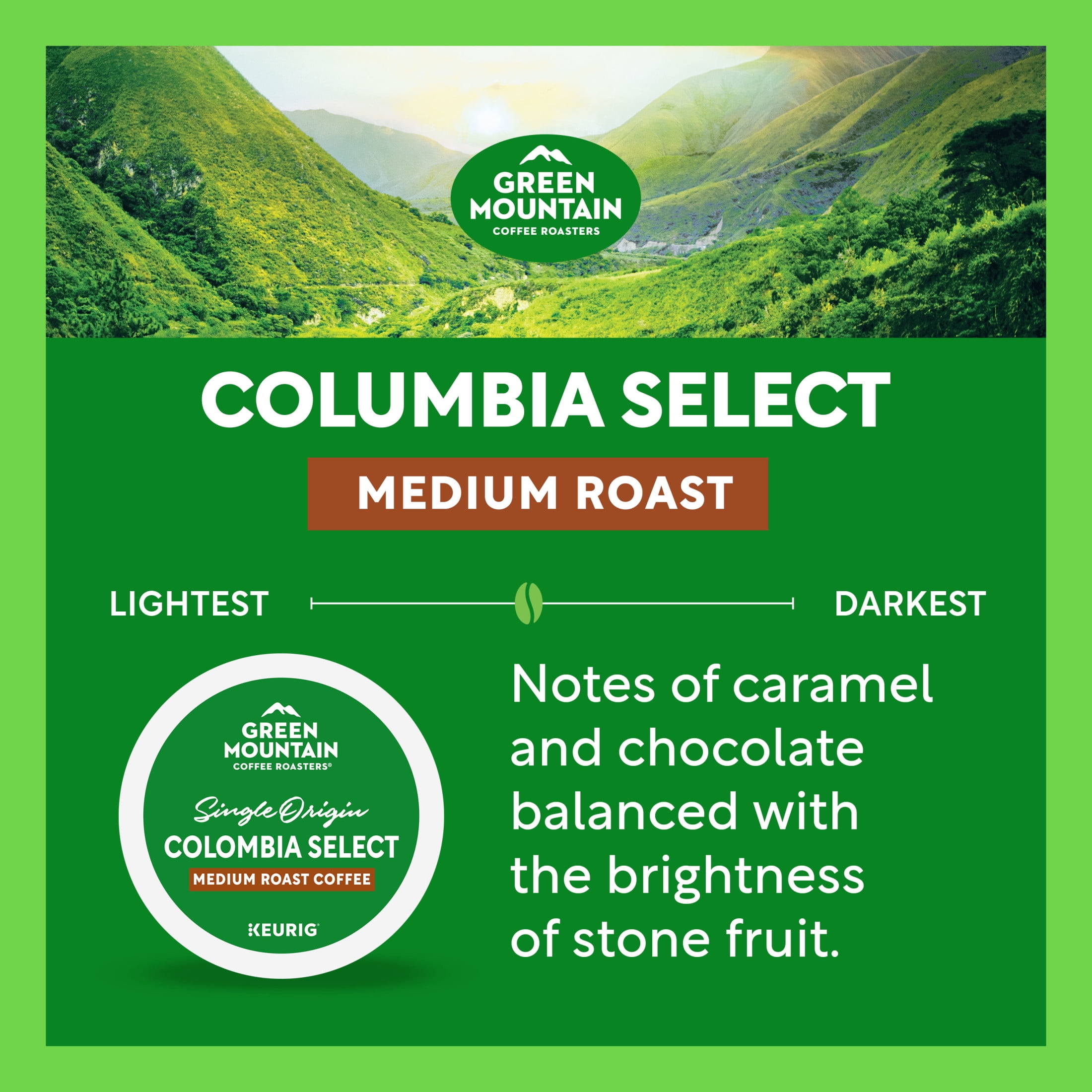 Green Mountain Coffee Colombia Select Fair Trade Certified K-Cup Pods, Medium Roast, 24 Count for Keurig Brewers