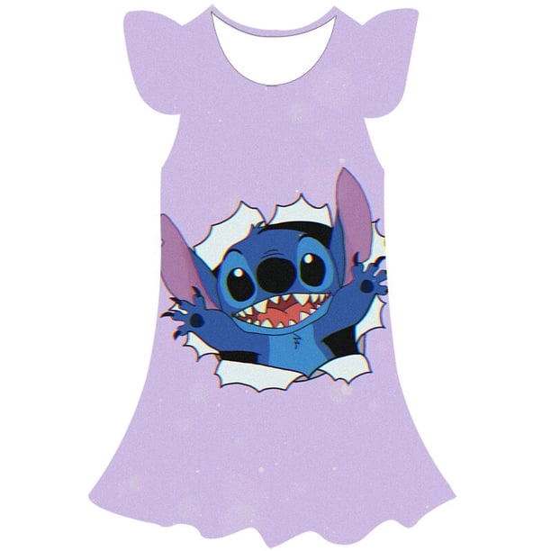 Niñas Disney Stitch dibujos animados con mangas vestido fiesta de Halloween niñas Stitch princesa vestido Disney Stitch ropa 1-10 Years4T Gao Jinjia LED