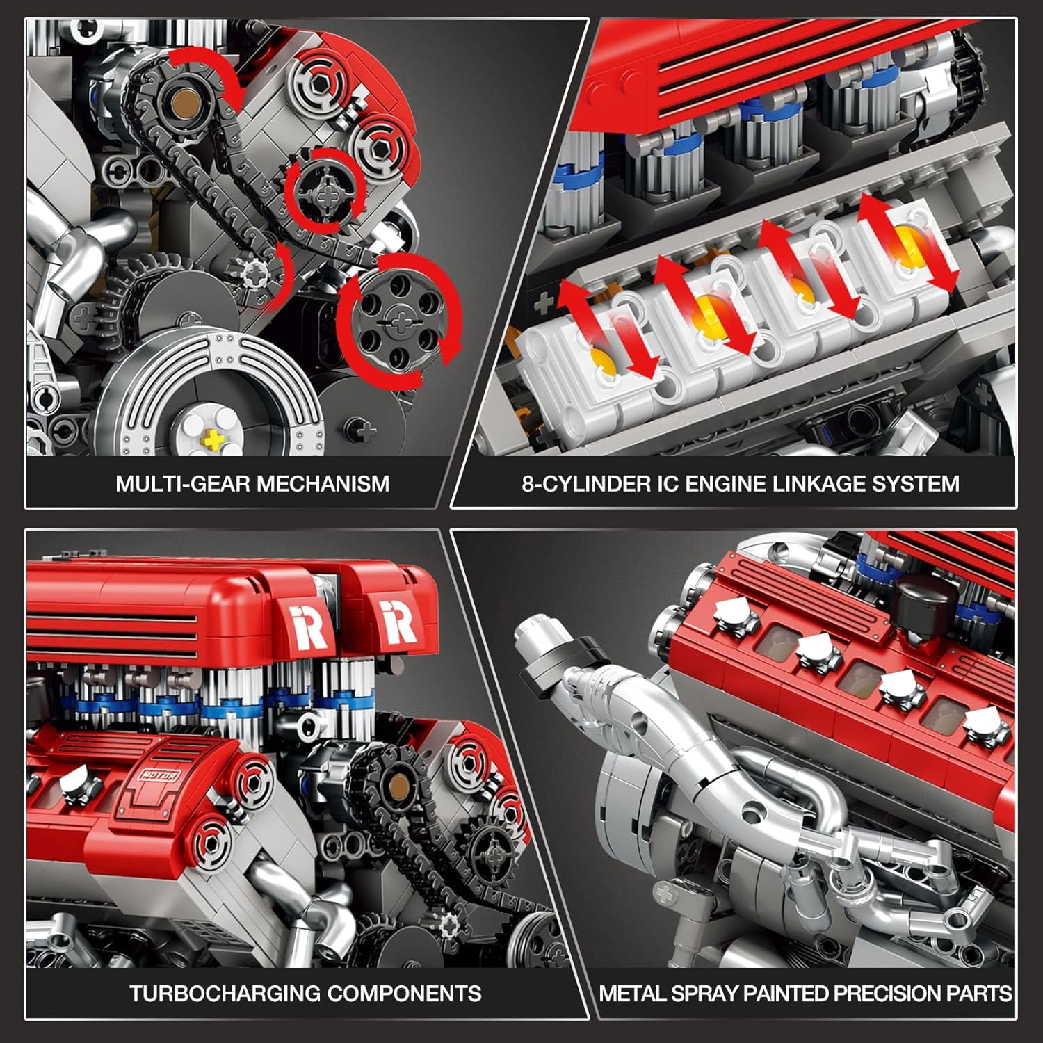 V8 Engine Building Set for Adults, 1101 PCS Mechanical Building Blocks with Realistic Engine Motor, Car Engine Engineering DIY Model Kit, STEM Educational Gift for Car Lovers & Collectors