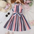 thumbnail image 2 of Zanarzt Toddler Girls Summer Dress Toddler Girl Dress Bow Strap Smocked Summer Outfit Birthday Party Clothes Back to School Clothes Dark Blue,7-8 Years, 2 of 5