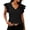 Black, variant on Womens Summer T-Shirts V Neck Ruffle Flutter Sleeve Shirts Breathable Soft Business Casual Solid Tops