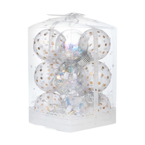 Adornos de bolas navideñas, adornos colgantes, decoraciones navideñas reutilizables para fiestas. 12 piezas estilo C