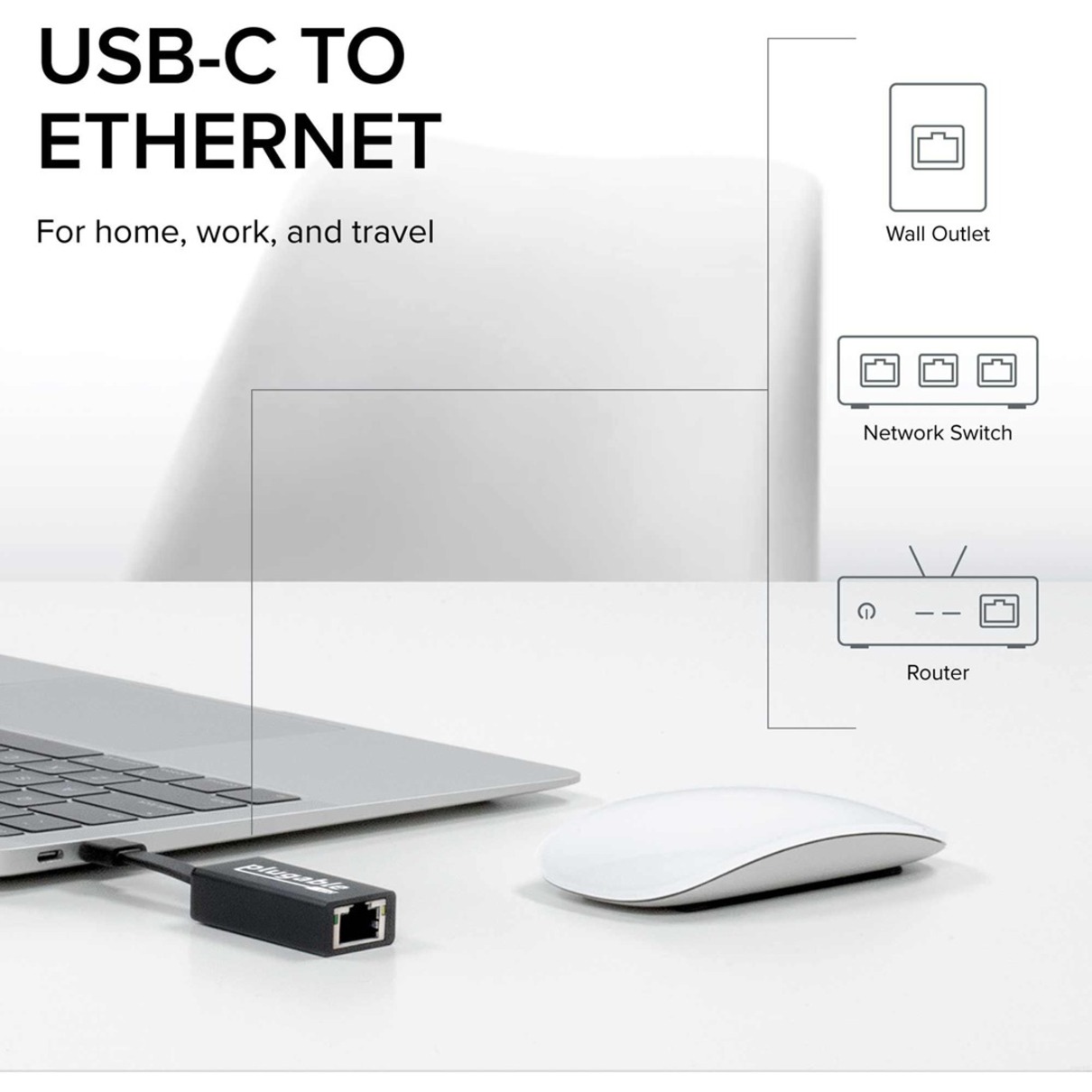 Plugable USB C to Ethernet Adapter, Driverless Fast and Reliable Gigabit Speed, Thunderbolt 3 to Ethernet Adapter Compatible with Macbook Pro, Windows, macOS, iPhone 15, and ChromeOS - image 2 of 8
