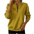 thumbnail image 2 of ClodeEU Womens Lightweight Sweatshirts,Long Sleeve Half Zip Up Pullover,Fashion Loose Clothes Tops Yellow,Womens Plus L, 2 of 5