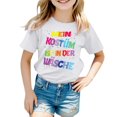 thumbnail image 1 of LUOGENLI T-Shirt pour Filles Imprimé Coloré Carnaval Col Rond pour Filles 2025 Moins de 20 Blanc 4-5 Ans, 1 of 1