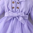 thumbnail image 3 of Girls Dress Children Long Sleeve Bowknot Button Dresses Tulle Dress Clothes Baby Dress Purple 18 Months-24 Months, 3 of 7