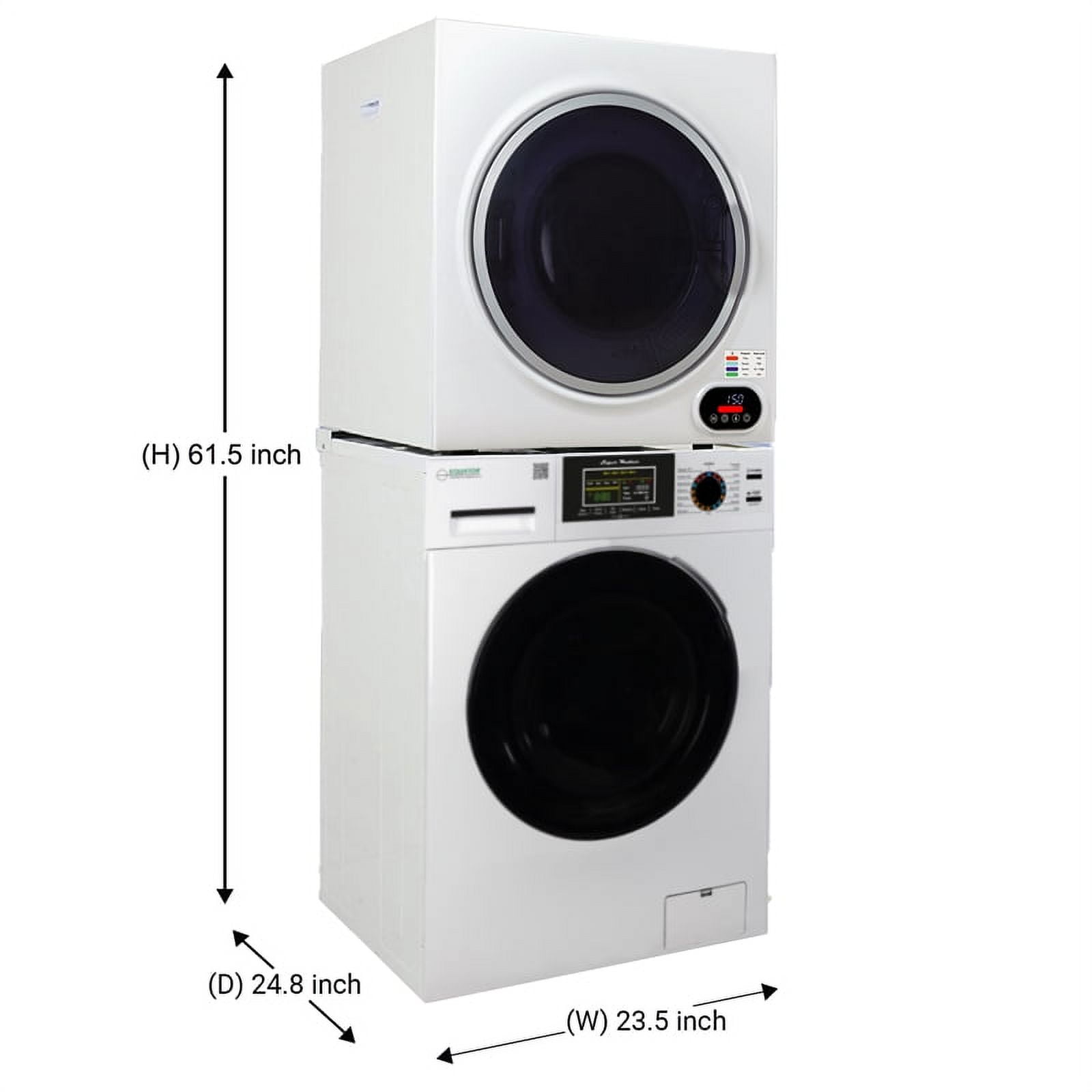Space saving Stackable Washer and Dryer set with Sanitize Allergen Quiet Winterize and Short Dryer with Digital Cont