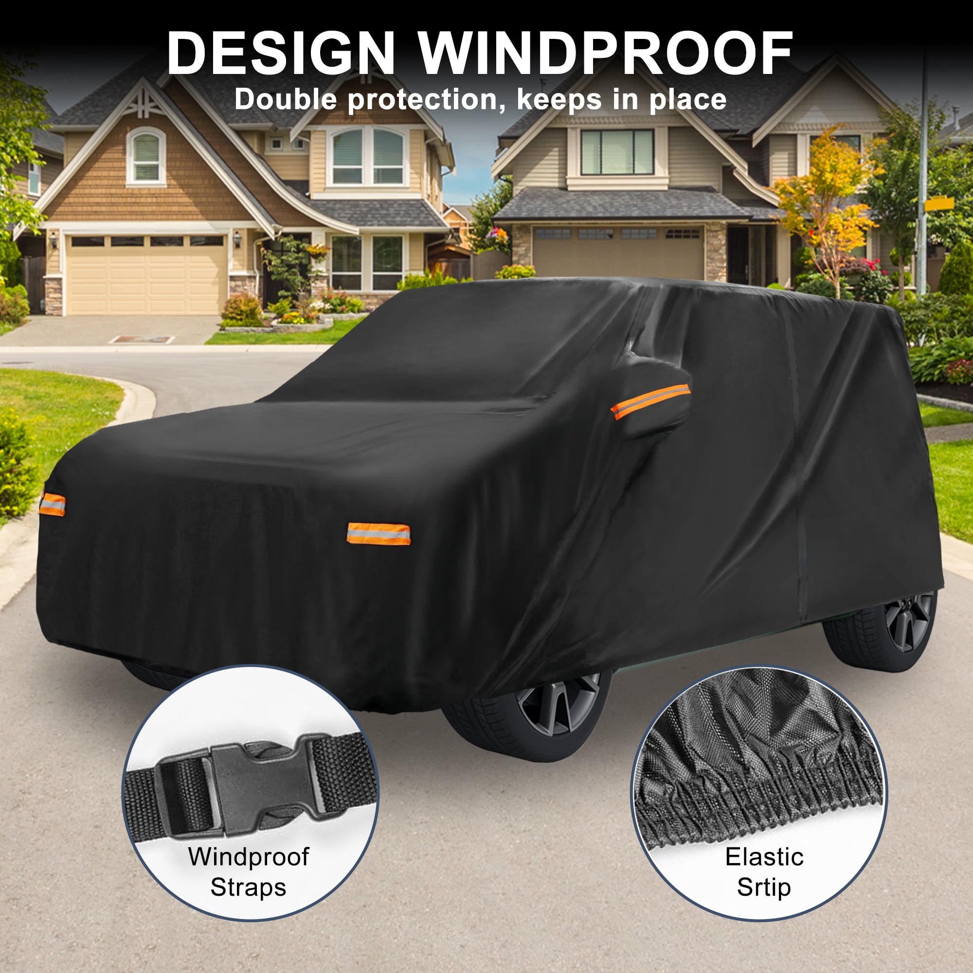 Unique Bargains Full Car Cover Black for Kia Soul Aluminum Film 167"x71"x57"
