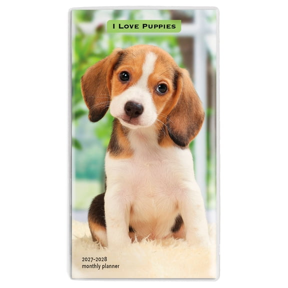 I Love Puppies | 2027-2028 3.5x6.5" Two Year Pocket Planner Calendar | BrownTrout