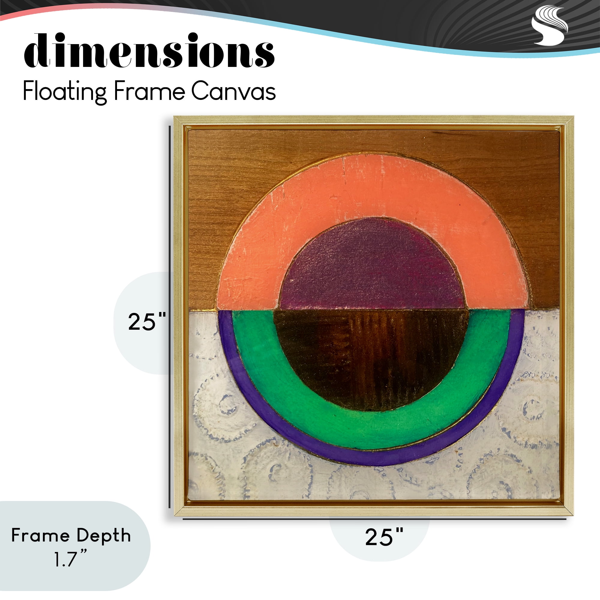 Stupell Industries Horizontal Split Circle Gold Framed Floater Canvas Wall Art, design by Matthew Finger