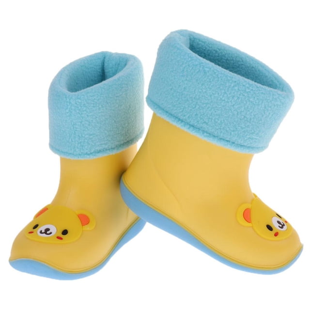 Wellies Niños Lluvia Lluvia Nieve Botas Calcetines Niños Bebé Niño Oso amarillo por 5 años
