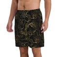 thumbnail image 2 of Fuzoiu Gold Gloss Outline Floral Print Men's Beach Shorts,Men's Swim Trunks,Quick Dry Board Shorts with Pockets,Men's Bathing Suits for Surfing, Running, and Casual Wear-X-Large, 2 of 6