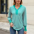 thumbnail image 2 of FAIWAD Womens Plus Size Striped Tops Long Sleeve Button Up V Neck Tunic Tops Casual Loose Going Out Clothes, 2 of 8