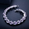 thumbnail image 3 of Silver Plated Cubic Zircon Crystal Women Trapezoidal Wedding Bracelet CZ Jewelry, 3 of 8
