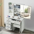 thumbnail image 4 of Caulitar Makeup Vanity Table with Lighted Mirror, Vanity Desk with 6 Drawers & 6 Storage Shelves, 3 Color Modes & Adjustable Brightness Dressing Table, Bedroom, White, 4 of 14