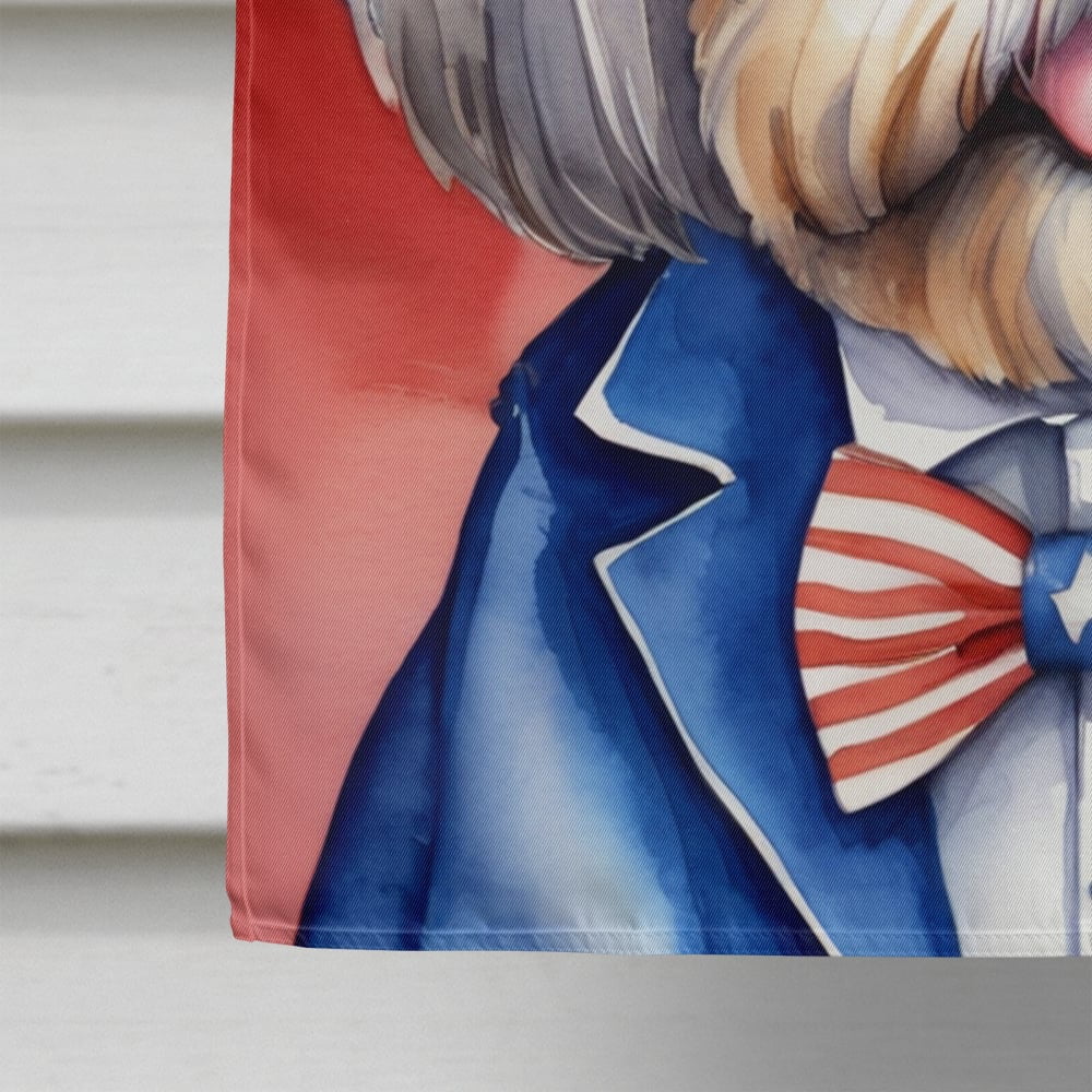 Lhasa Apso Patriotic American House Flag 28 in x 40 in