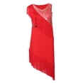 thumbnail image 1 of Vestido de baile latino Sunnimix con Flecos Rojo M, 1 of 8