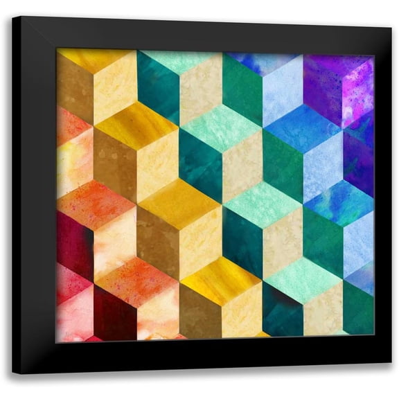 Nan 12x12 Black Modern Framed Museum Art Print Titled - Rainbow Blocks