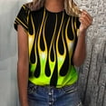 thumbnail image 2 of Patlollav Womens Crewneck Short Sleeve Flame Printed Pattern Casual Tops Blouse Print Shirts, 2 of 6