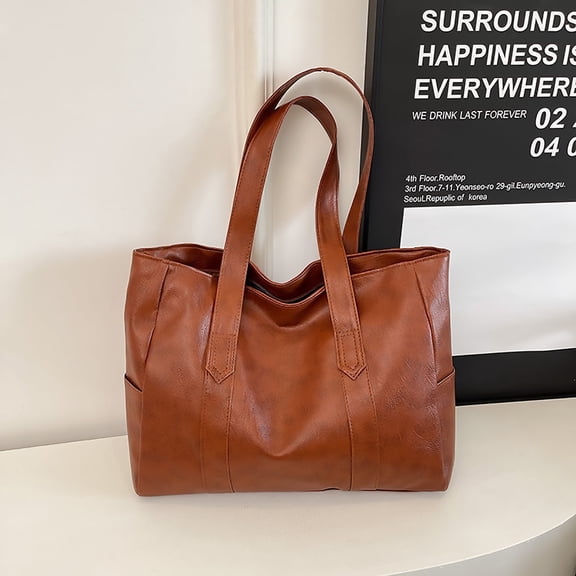 Entchin PU Leather Hobo Bag for Women,Lightweight Tote Bag, Coffee Shoulder Handbag Purse,Adult Teen