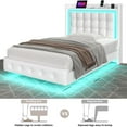 thumbnail image 7 of Homfa Twin Size Floating Bed with LED Lights Charging Station, Modern PU Upholstered Platform Bed with Storage Headboard, White, 7 of 7