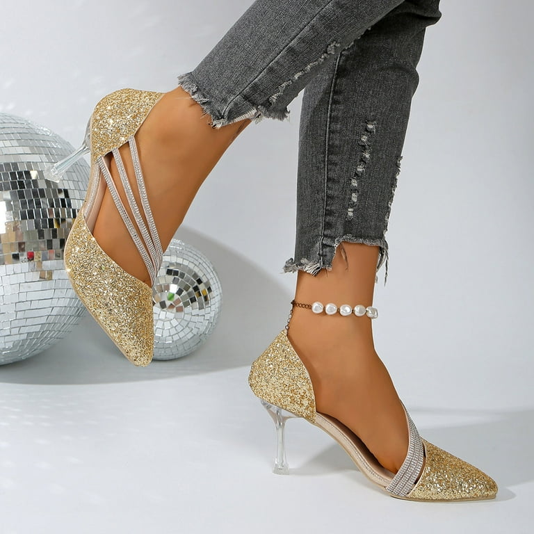 slim fit dress slacks Paris Gold Metallic Heels EU 41 / US 10