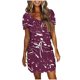 thumbnail image 1 of Mini Vestido de Verano Color Sólido Cuello en V Manga Corta Vestido de Becerro Medio, Vestido Corto de Verano, 1 of 5