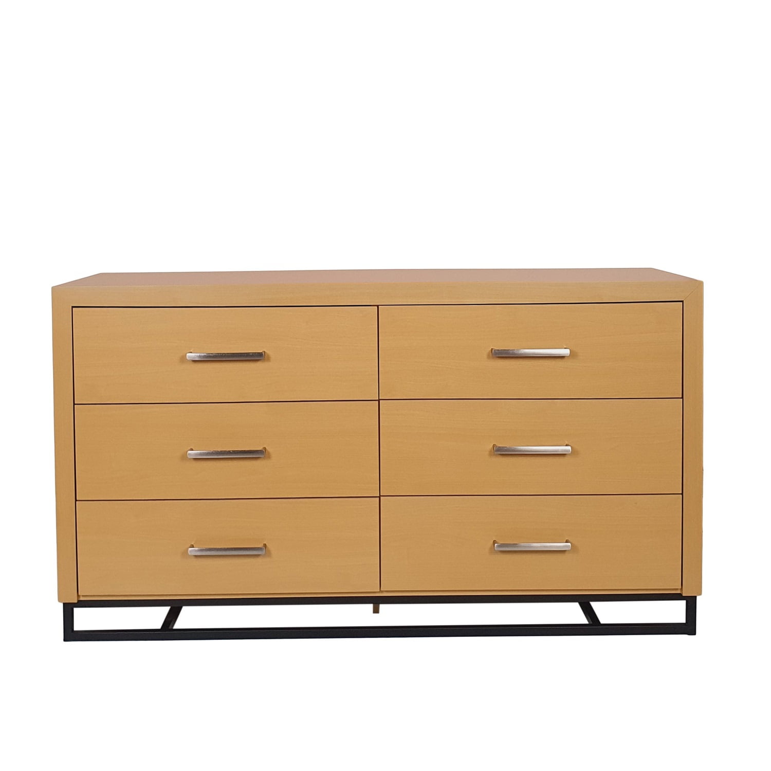 Kadyn 6 Drawer Double Dresser, Drawer Dresser for Bedroom, Modern Drawer Dresser for Living Room, Maple and Black Kadyn 6 Drawer Double Dresser, Drawer Dresser for Bedroom, Modern Drawer Dresser for Living Room, Maple and Black