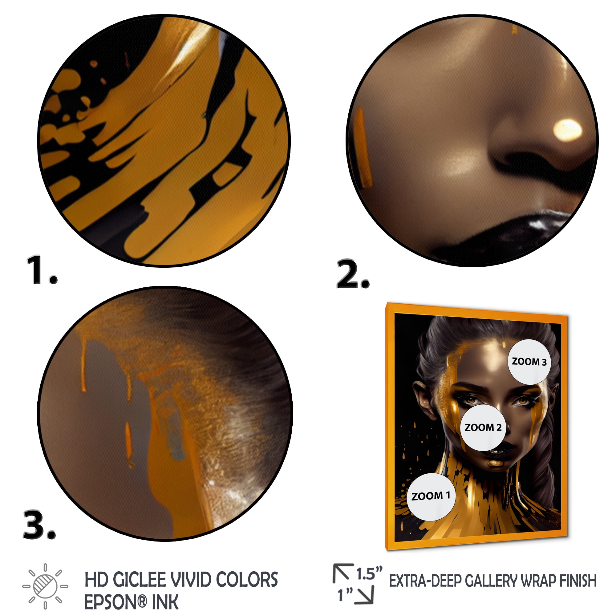 Designart Sensual Liquid Gold Woman IV Framed Wall Art