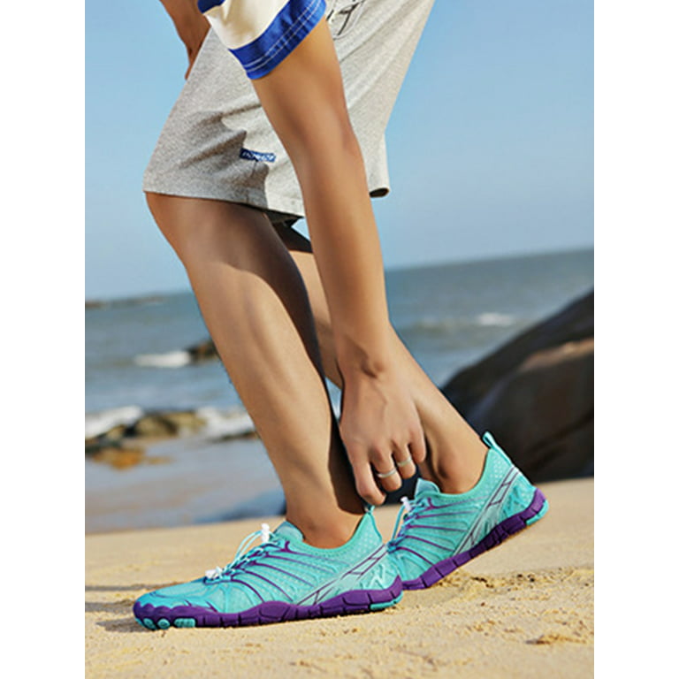 Ymiytan Womens Mens Water Shoes Mesh Beach Shoe Quick Dry Aqua Socks Lightweight Slip Barefoot Athletics Blue Purple 11 - Walmart.com